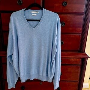 Peter Millar Sweater sky blue Cotton Cashmere Mens Knit V Neck Pullover XXL